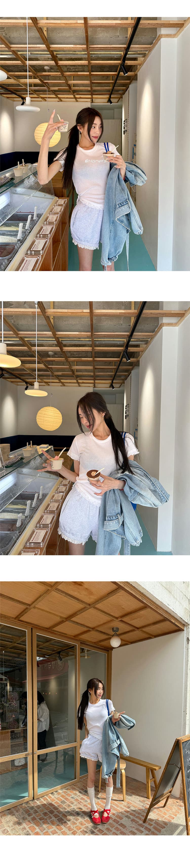 한국 스타일 새로운 워크웨어 바람 카우보이 바깥 세트 여성 의류 폴로 칼라 루즈핏 슬림해 보이는 쇼트 스타일 데님 재킷 상세 이미지 13