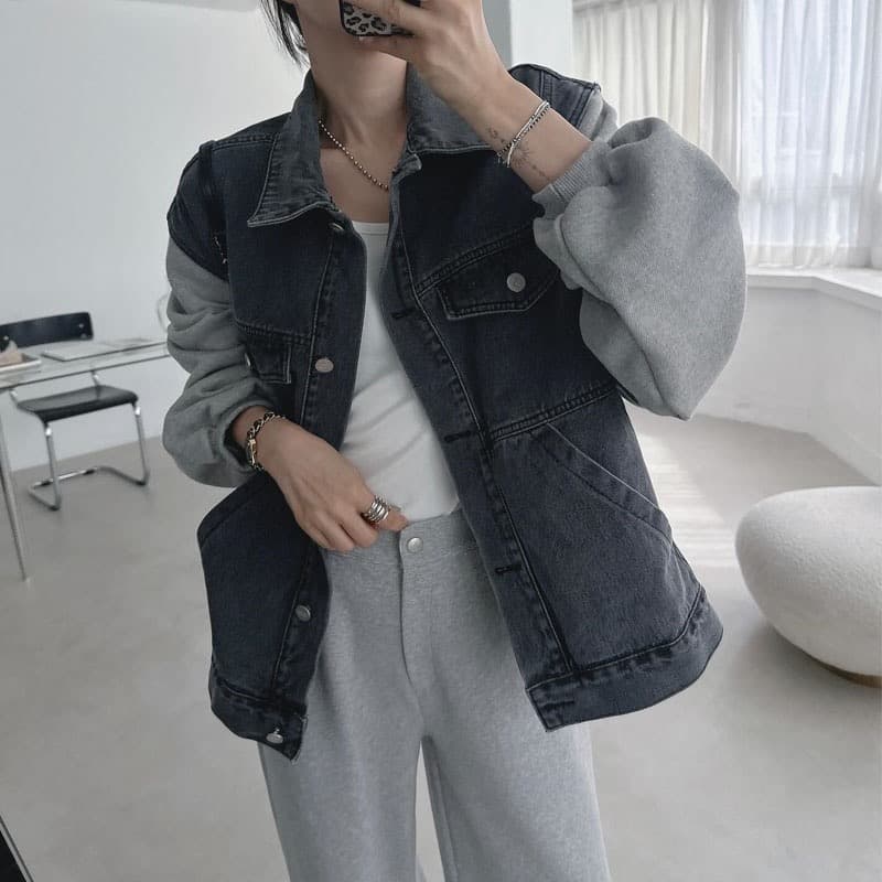 패션 품격 다용도 패치워크 데님 재킷