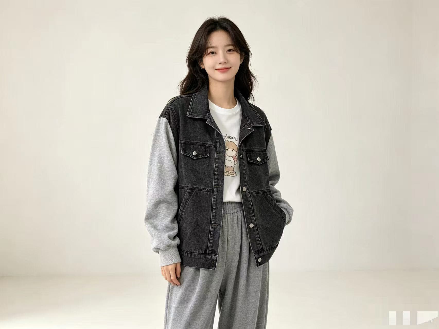 패션 품격 다용도 패치워크 데님 재킷 상세 이미지 2