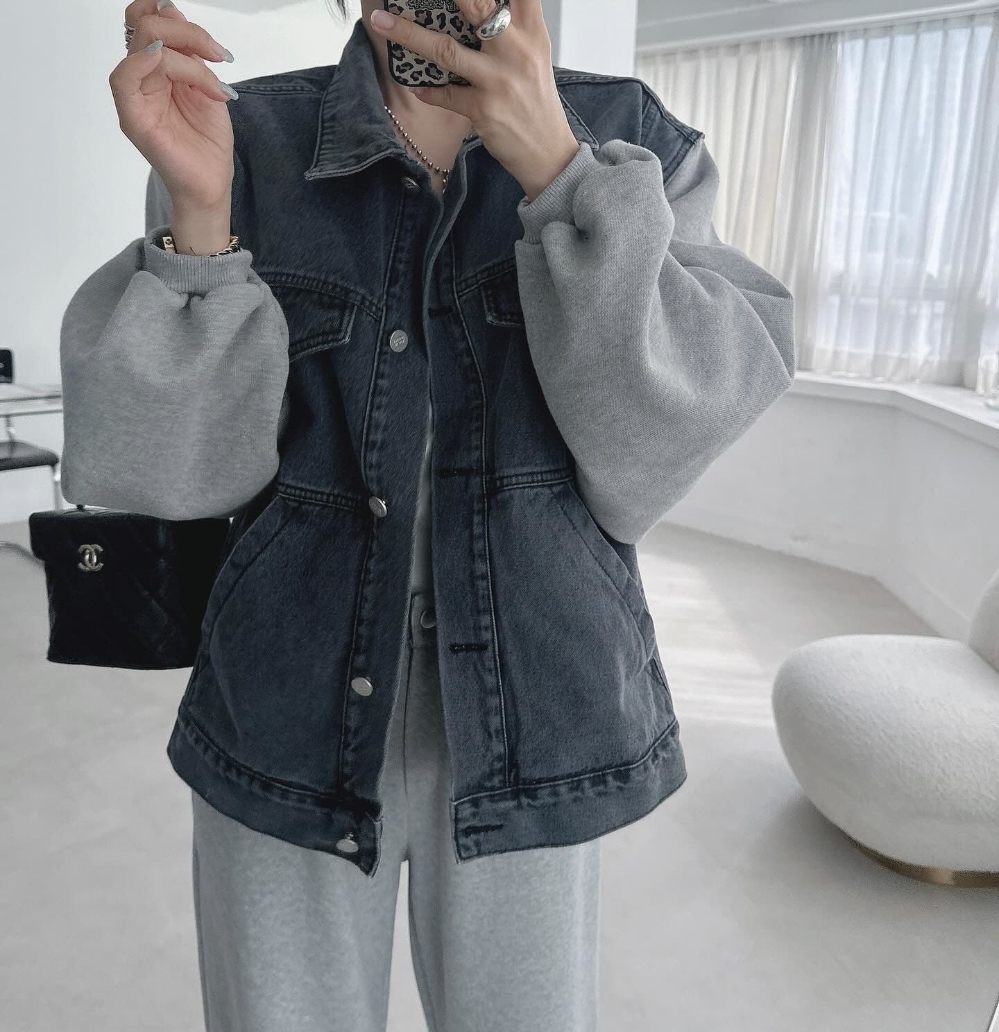 패션 품격 다용도 패치워크 데님 재킷 상세 이미지 9