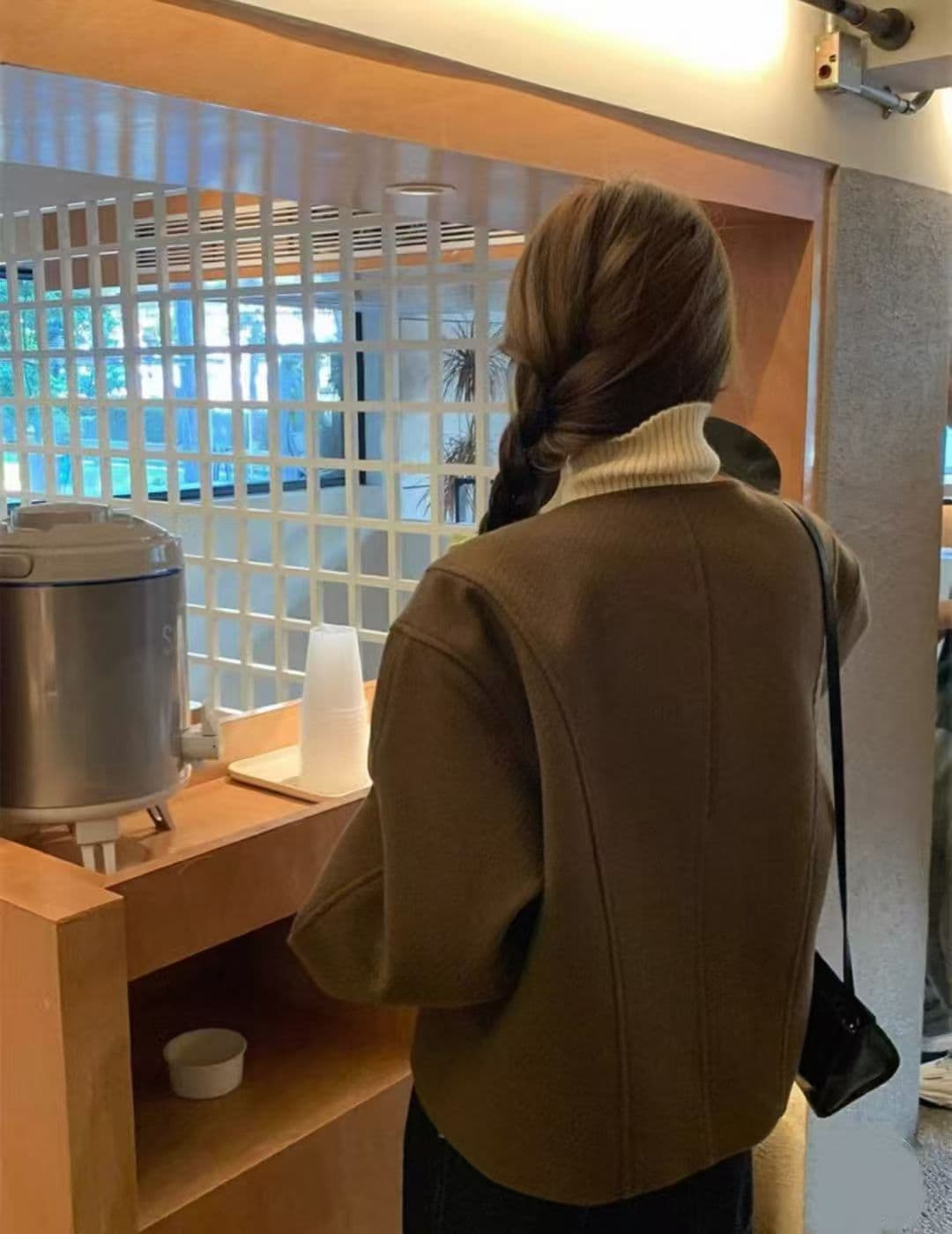 한국 2026 새로운 다용도 라운드 넥 모직 플러스 면 짧은 여성 코트 지퍼 재킷 맨위 트렌디 상세 이미지 6