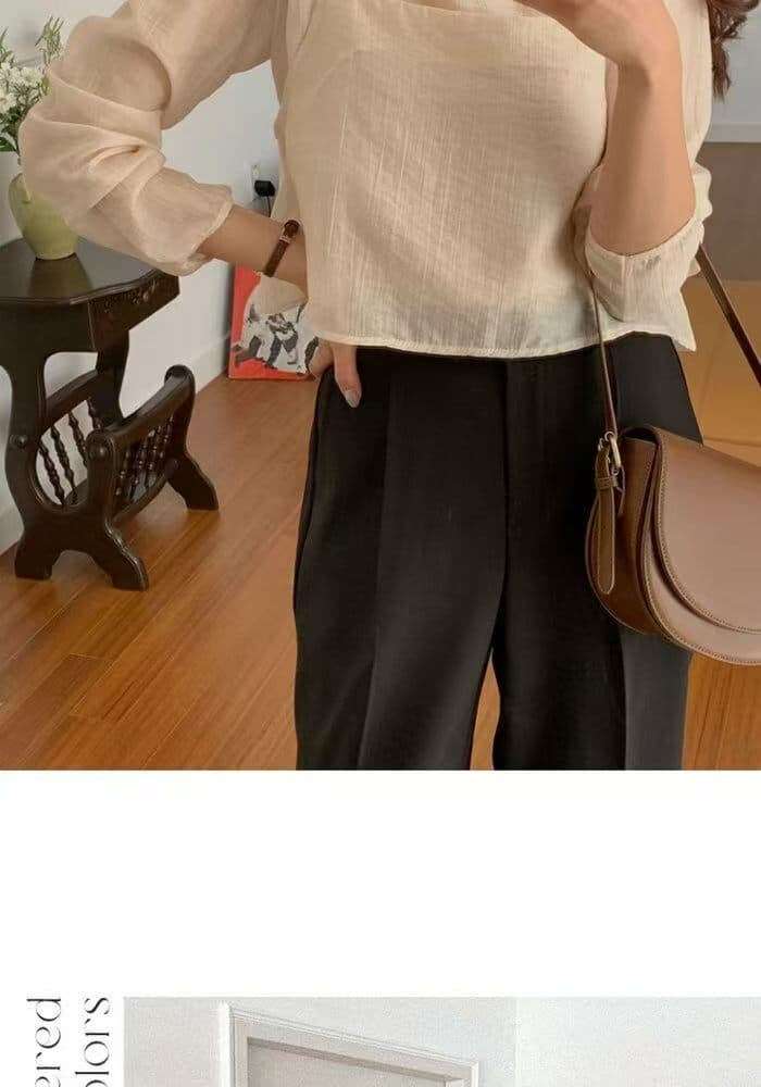 한국 chic 작은 대중 디자인 라운드 넥 셔츠 캐미솔 투피스 세트 상세 이미지 3