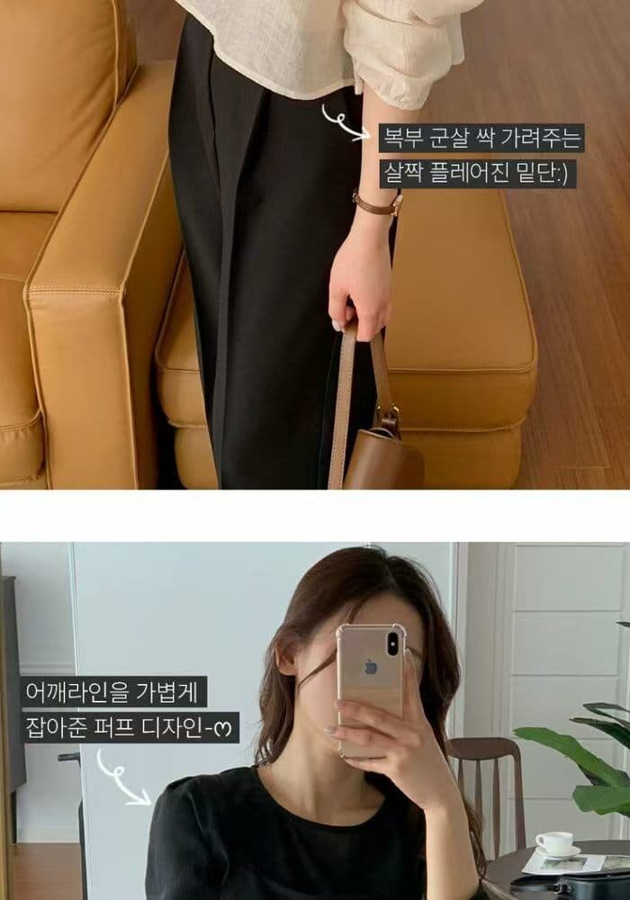 한국 chic 작은 대중 디자인 라운드 넥 셔츠 캐미솔 투피스 세트 상세 이미지 9