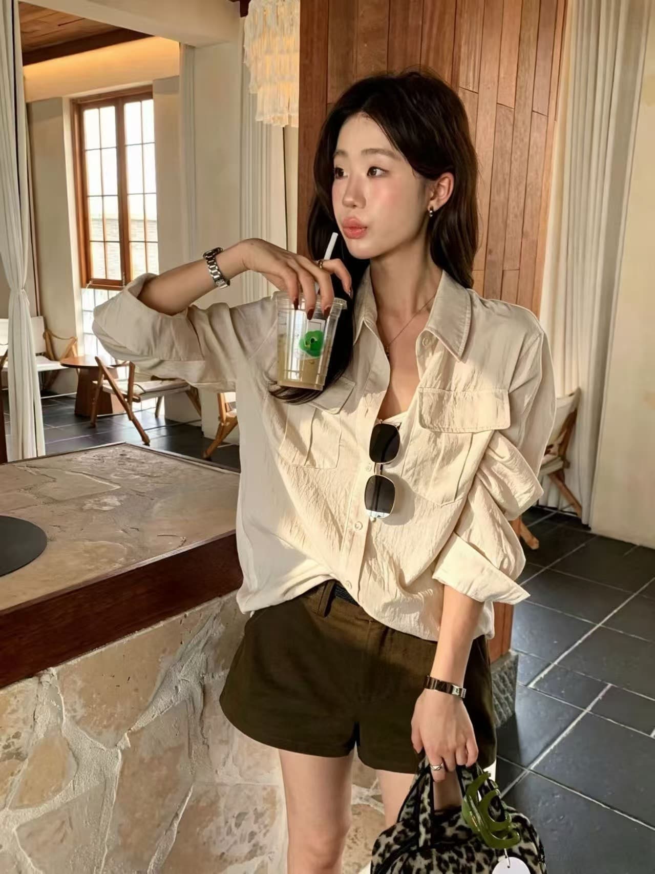 2026 가을 한 부서 휴식 더블 주머니 루즈핏 셔츠 맨위 상세 이미지 2