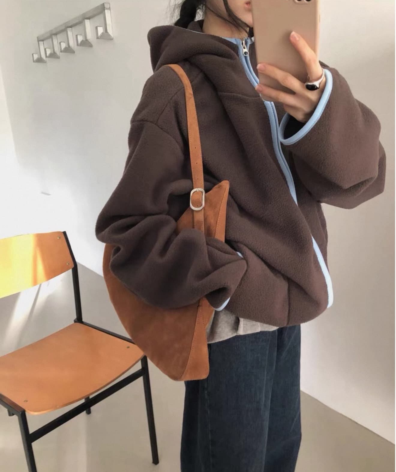 있음 선적 한국 chic 양면 플리스 후드 재킷 상세 이미지 16