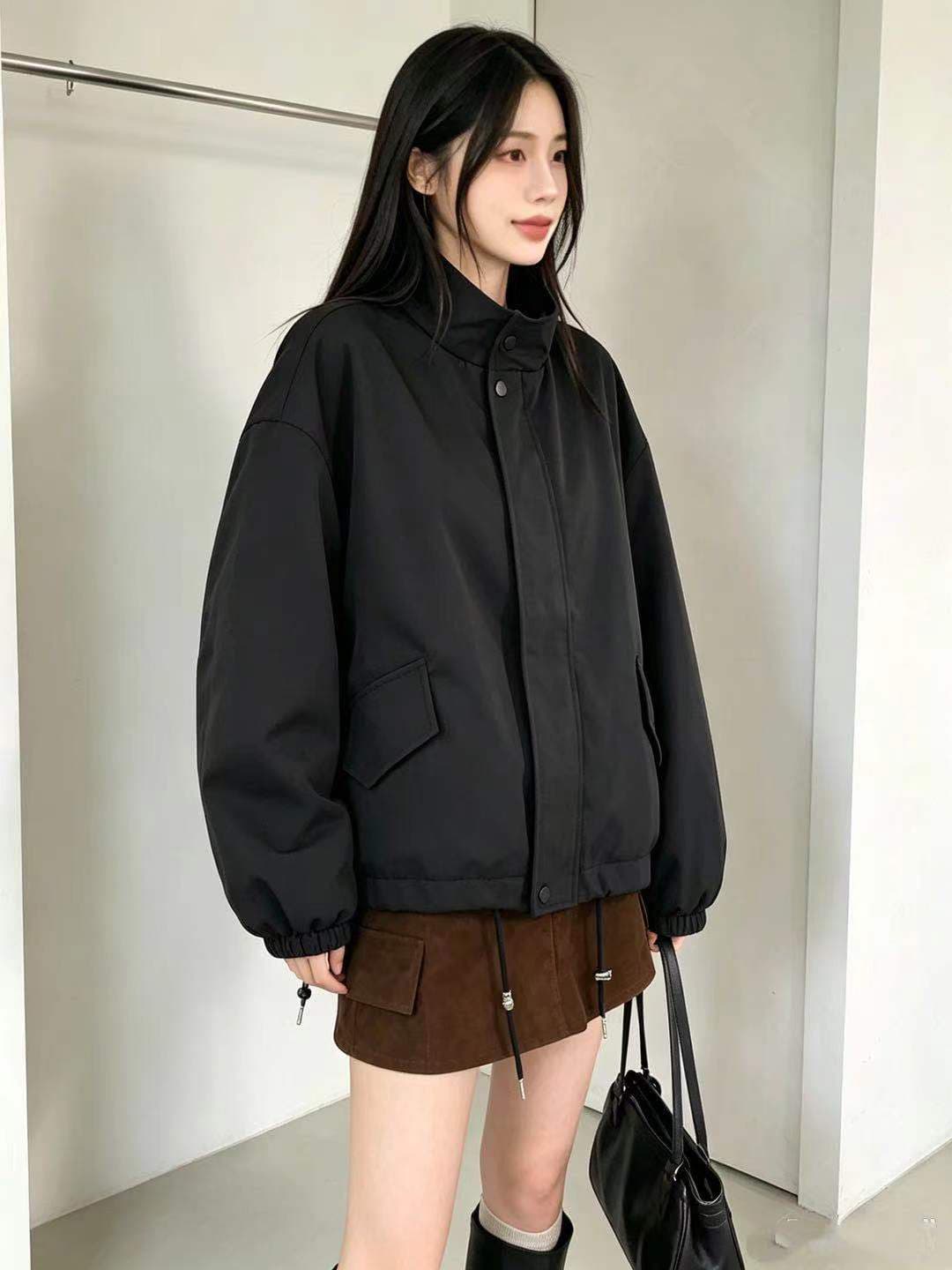 한국 캐주얼 다용도 루즈핏 스탠드 칼라 지퍼 자켓 재킷 재킷 재킷 상세 이미지 6