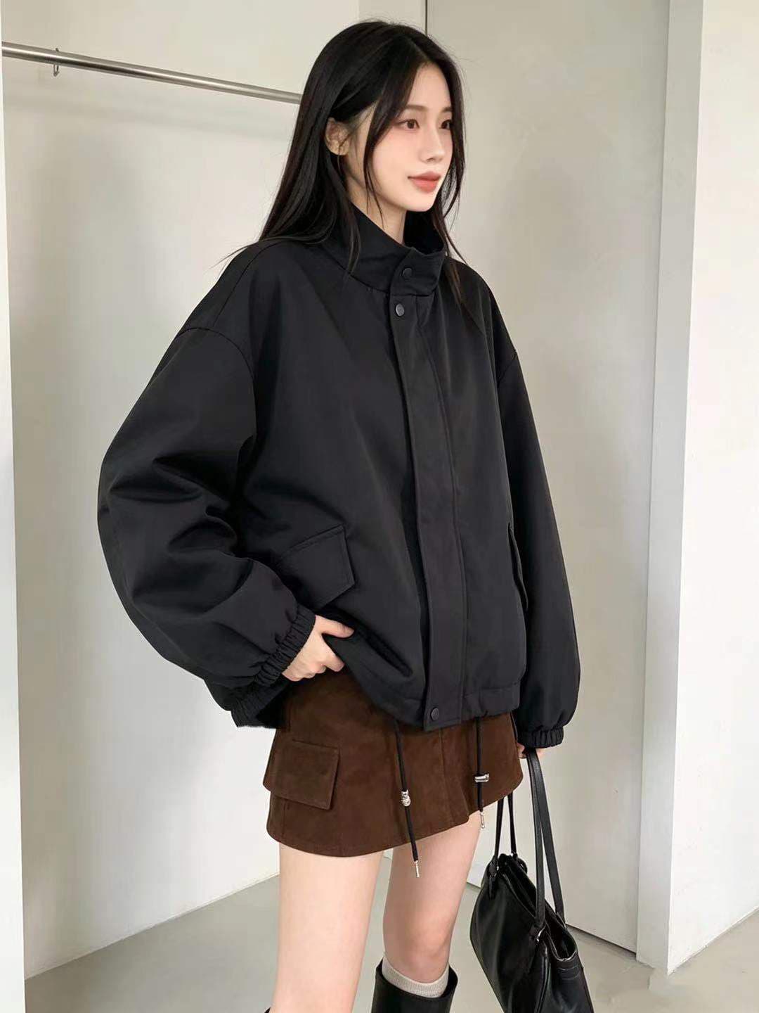 한국 캐주얼 다용도 루즈핏 스탠드 칼라 지퍼 자켓 재킷 재킷 재킷 상세 이미지 7
