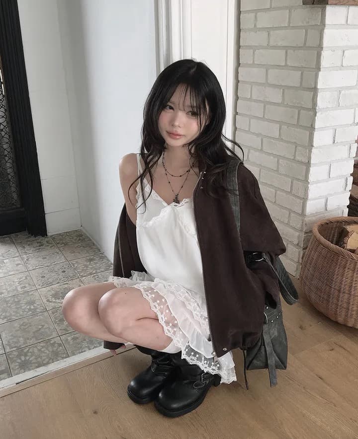 한국 ins 스웨이드 스탠드 칼라 재킷 재킷 상세 이미지 8