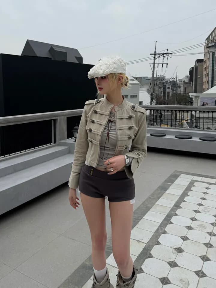 한국 스타일 chic 무거운 작업 작은 대중 개성 스탠드 칼라 재킷 7502 상세 이미지 4