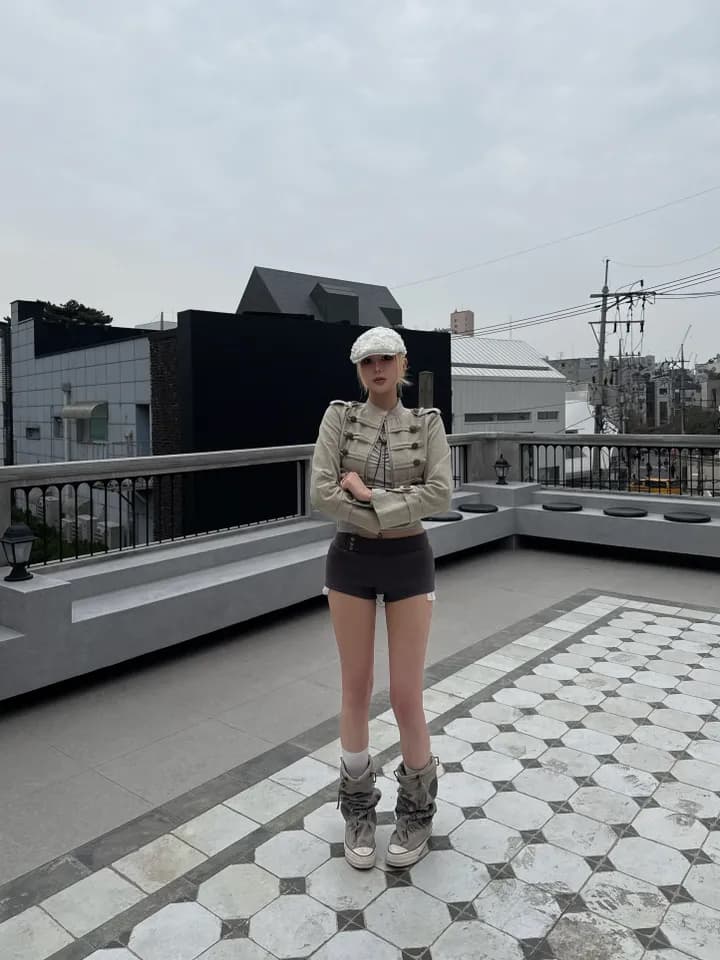 한국 스타일 chic 무거운 작업 작은 대중 개성 스탠드 칼라 재킷 7502 상세 이미지 5