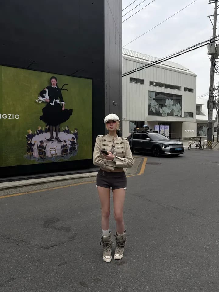 한국 스타일 chic 무거운 작업 작은 대중 개성 스탠드 칼라 재킷 7502 상세 이미지 10