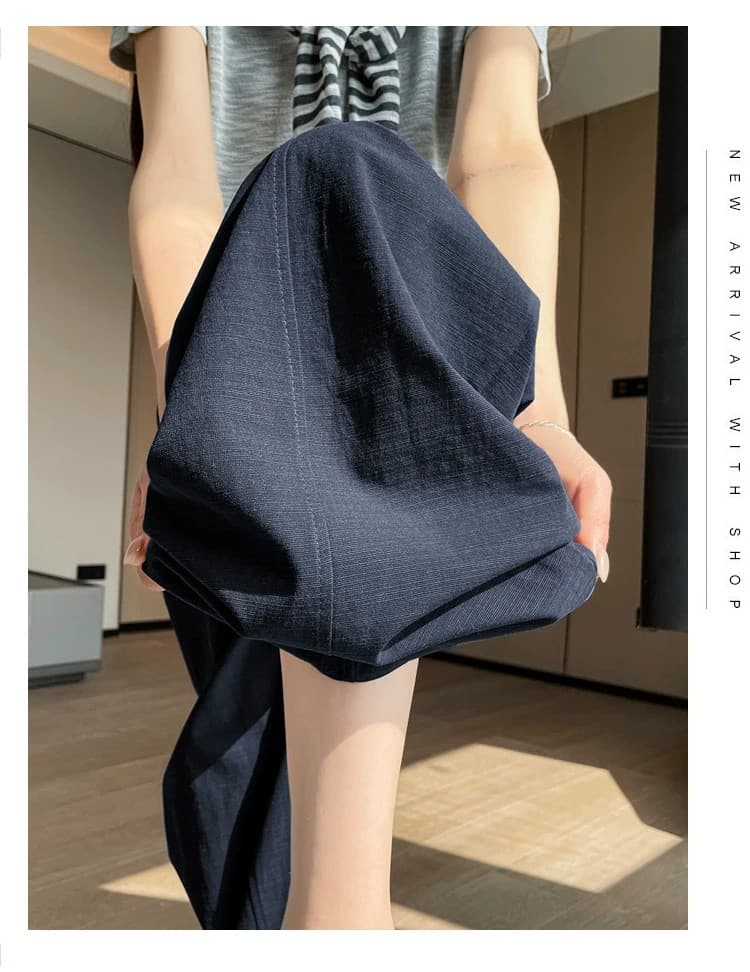 빅 사이즈 오래된 돈 바람 얼음 실크 와이드 레깅스 바지 2026 여름 얇은 스타일 하이웨이스트 루즈핏 바닥 청소 스트레이트 모통이 칼 바지 상세 이미지 13