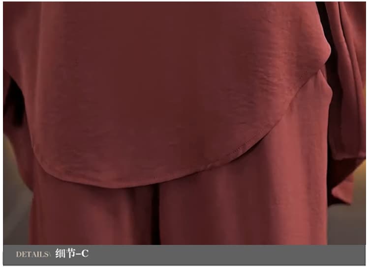 실사 2026 년 외국 가스 빅 사이즈 여성 의류 세트 지방 mm 패션 루즈핏 슬림해 보이는 와이드 레그 팬츠 투피스 세트 상세 이미지 23