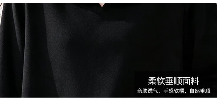 실사 2026 이른 가을 새로운 품격 검정색 비즈 박기 7부 소매 티셔츠 여성 새로운 루즈핏 표지 고기 슬림해 보이는 맨위 상세 이미지 6