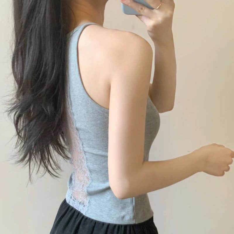 여름 베스트 벨트 가슴 패드 뒤로 레이스 홀로우 아웃 작은 슬링 조끼 벨트 가슴 패드 핫걸 인사이드 가져 가라. 아름다움 뒤쪽에 의류 여성 이미지 3