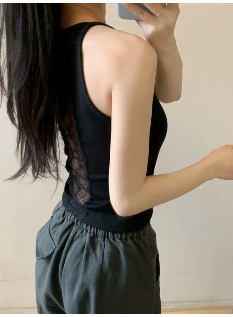 여름 베스트 벨트 가슴 패드 뒤로 레이스 홀로우 아웃 작은 슬링 조끼 벨트 가슴 패드 핫걸 인사이드 가져 가라. 아름다움 뒤쪽에 의류 여성 상세 이미지 8