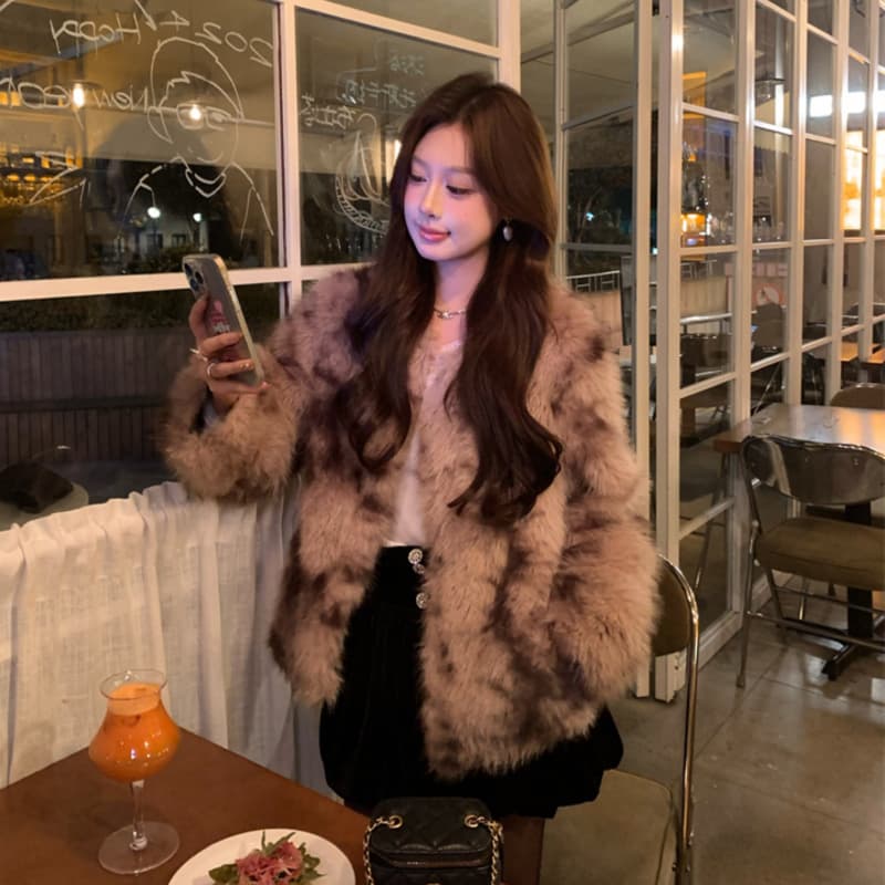 겨울 새로운 드래곤 패턴 환경 보호 모방 여우털 모피 모피 재킷 여성 짧은 가을 겨울 한국 스타일 맨위 이미지 3