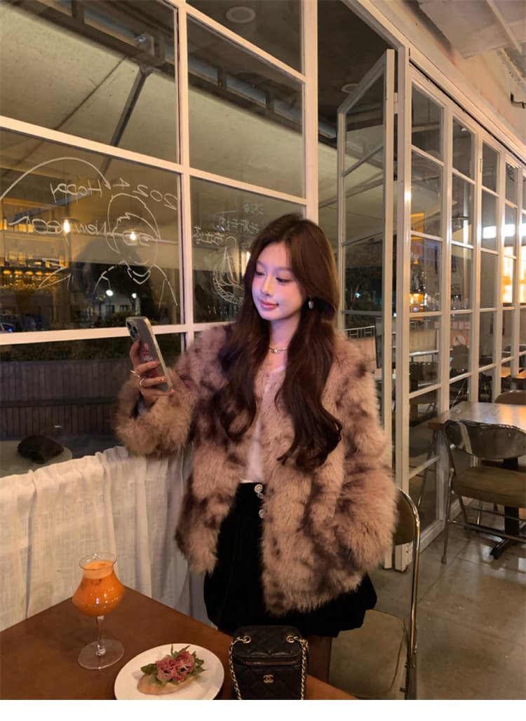 겨울 새로운 드래곤 패턴 환경 보호 모방 여우털 모피 모피 재킷 여성 짧은 가을 겨울 한국 스타일 맨위 상세 이미지 6