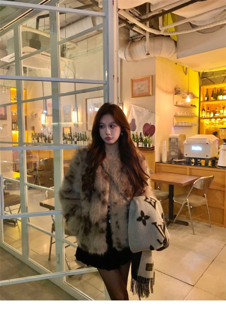 겨울 새로운 드래곤 패턴 환경 보호 모방 여우털 모피 모피 재킷 여성 짧은 가을 겨울 한국 스타일 맨위 상세 이미지 7