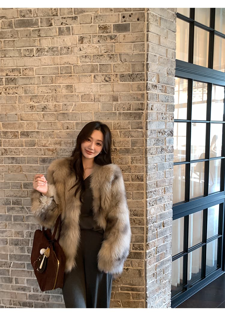코코아 떠 다니는 섬 새로운 하이닝 영 한국 스타일 환경 보호 여우털 여성 모방 모피 모피 중간 길이 재킷 상세 이미지 6