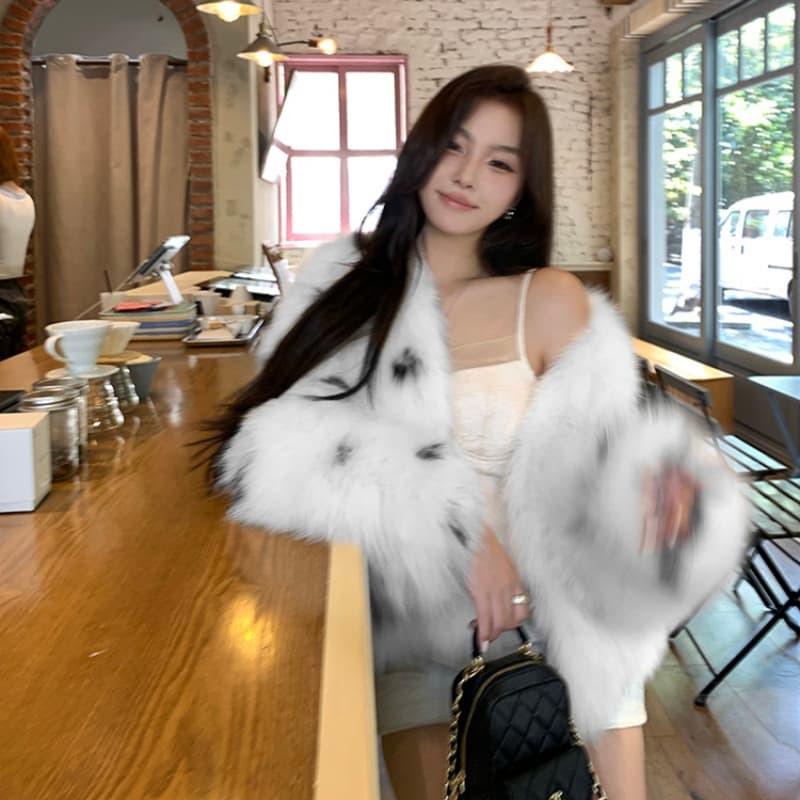 린 린 모피 뮌헨 핀란드 가져 오기 여우털 모피 쇼트 스타일 모피 재킷 겨울 영 새로운 여성