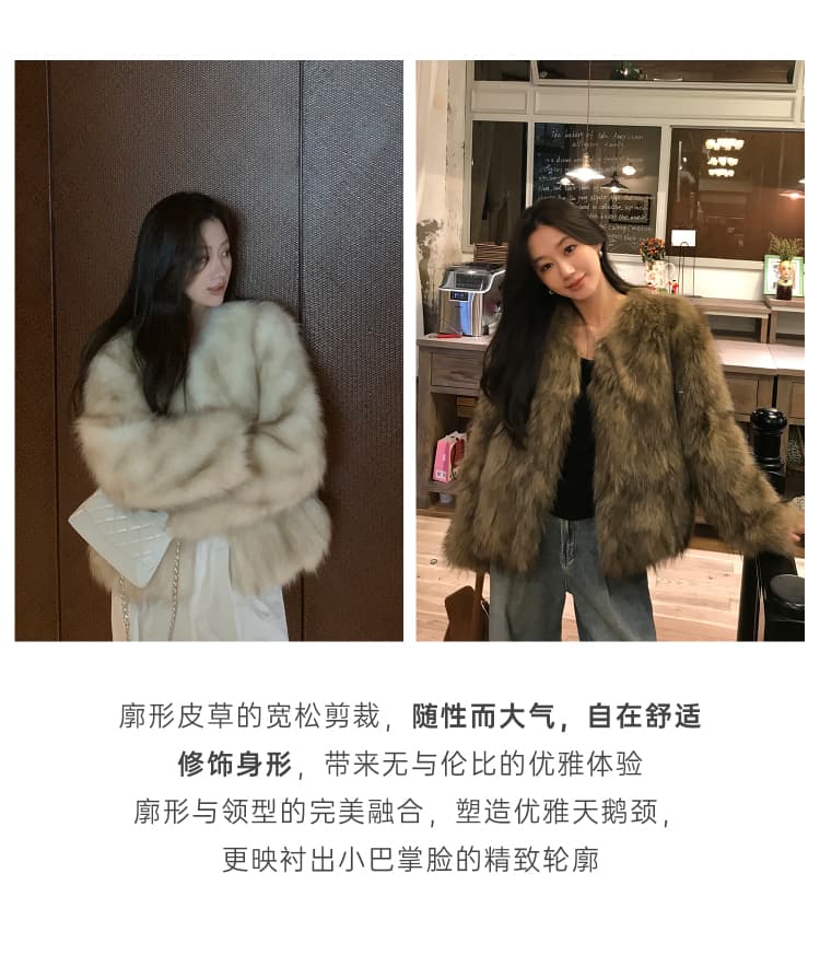 겨울 새로운 와니 안 중년 환경 보호 너구리 모피 모피 코트 여성 짧은 슬림해 보이는 모방 모피 여성 코트 상세 이미지 4