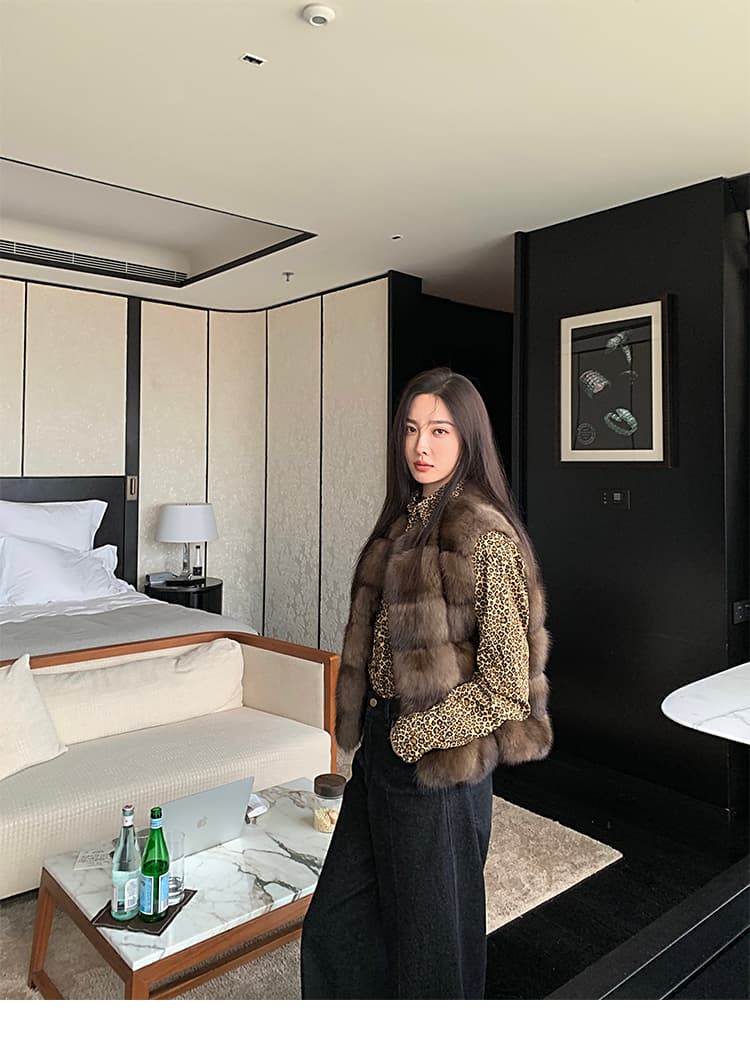 지불 지혜 En 오후 홍차 러시아 가져 오기 작은 Gypsophila 자반 베스트 쇼트 스타일 수달 모피 여성 코트 상세 이미지 8