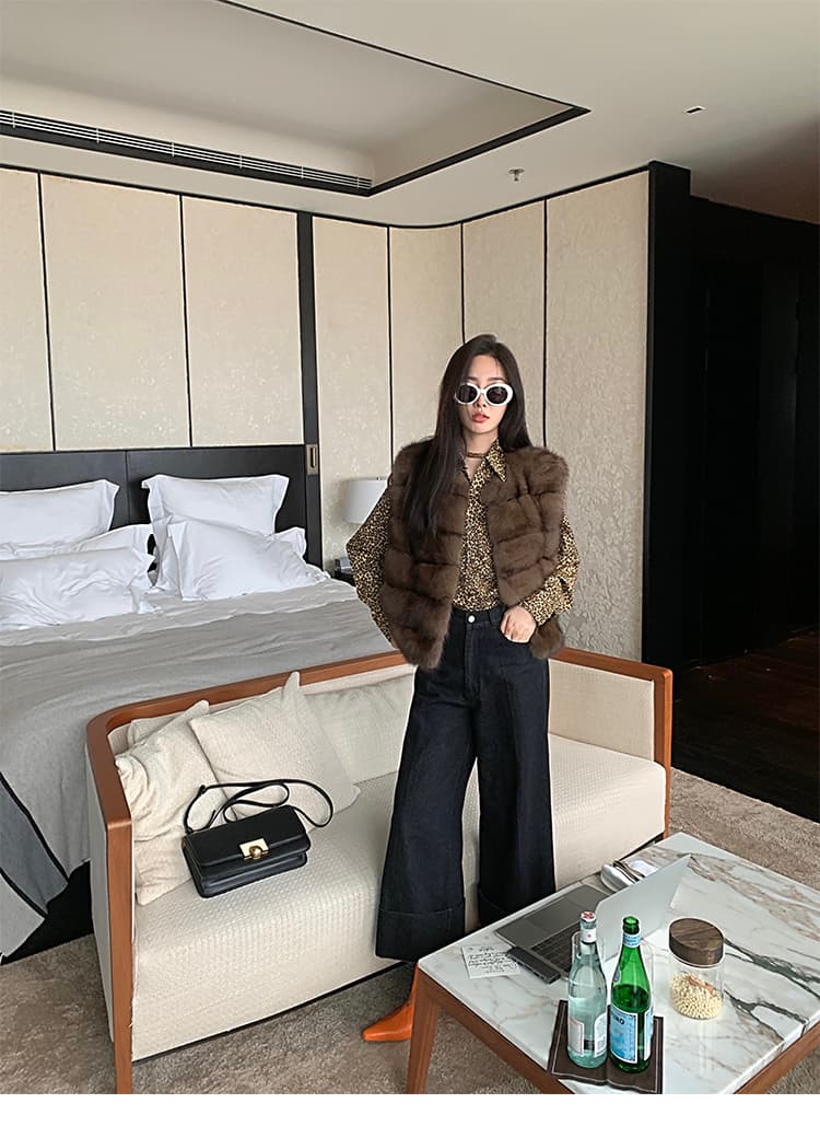 지불 지혜 En 오후 홍차 러시아 가져 오기 작은 Gypsophila 자반 베스트 쇼트 스타일 수달 모피 여성 코트 상세 이미지 11