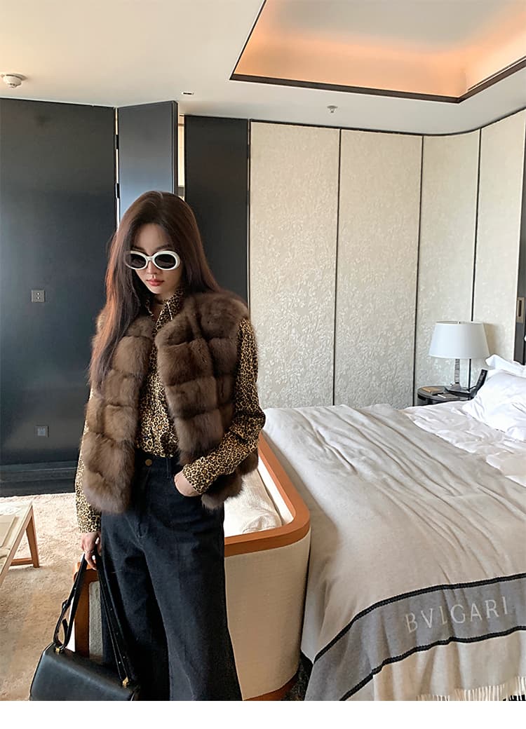 지불 지혜 En 오후 홍차 러시아 가져 오기 작은 Gypsophila 자반 베스트 쇼트 스타일 수달 모피 여성 코트 상세 이미지 12