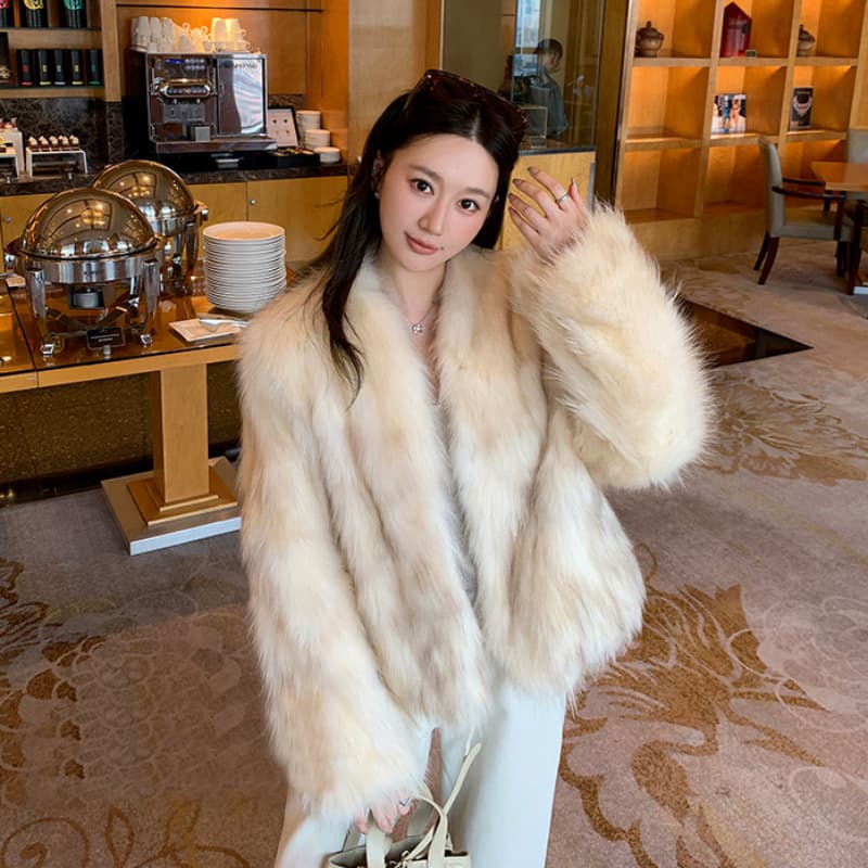 지아 지아 모피 커피 그림자 흐름 향기로운 너구리 모피 모피 재킷 여성 짧은 영 섹션 품격 연령 감소 코트 여성 이미지 2
