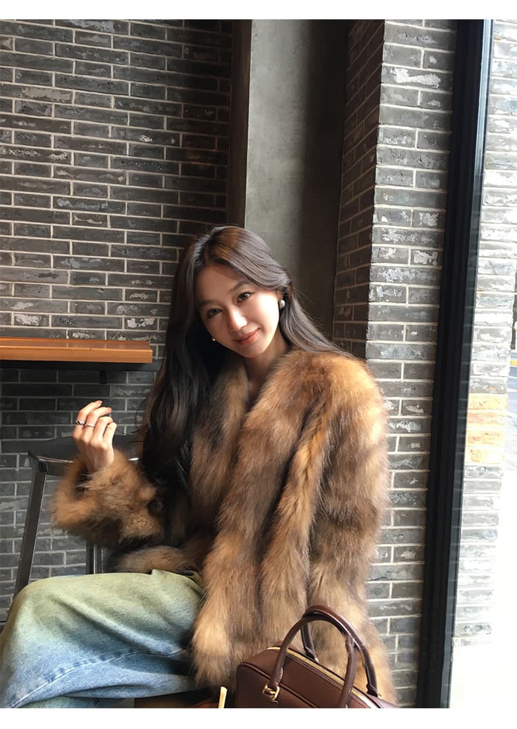 지아 지아 모피 커피 그림자 흐름 향기로운 너구리 모피 모피 재킷 여성 짧은 영 섹션 품격 연령 감소 코트 여성 상세 이미지 15