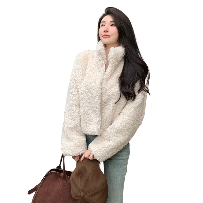 실사 가을 겨울 고급 센스 세련된 양털 여성 코트 한국 스타일 패션 캐주얼 루즈핏 쇼트 스타일 재킷 오픈 가디건 트렌디 이미지 5