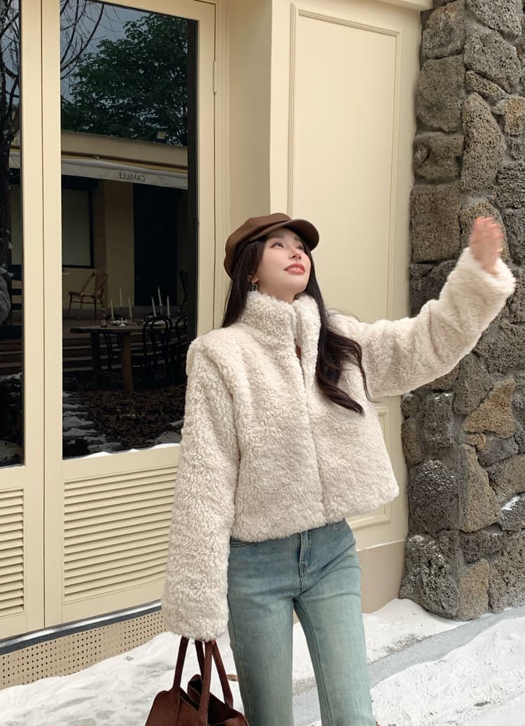 실사 가을 겨울 고급 센스 세련된 양털 여성 코트 한국 스타일 패션 캐주얼 루즈핏 쇼트 스타일 재킷 오픈 가디건 트렌디 상세 이미지 6