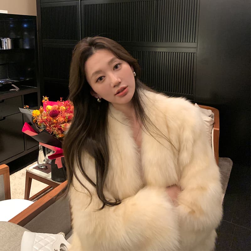 지아 지아 모피 서리 후아 반사하다 달 여우털 모피 재킷 여성 짧은 가을 겨울 영 섹션 두꺼운 모피 여성 이미지 5