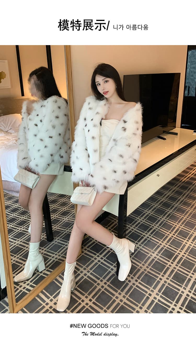 실사 구름 플러시 떠 다니는 눈 환경 보호 여우털 车条 모피 여성 짧은 도트 무늬 겨울 새로운 명문 여성 재킷 상세 이미지 2