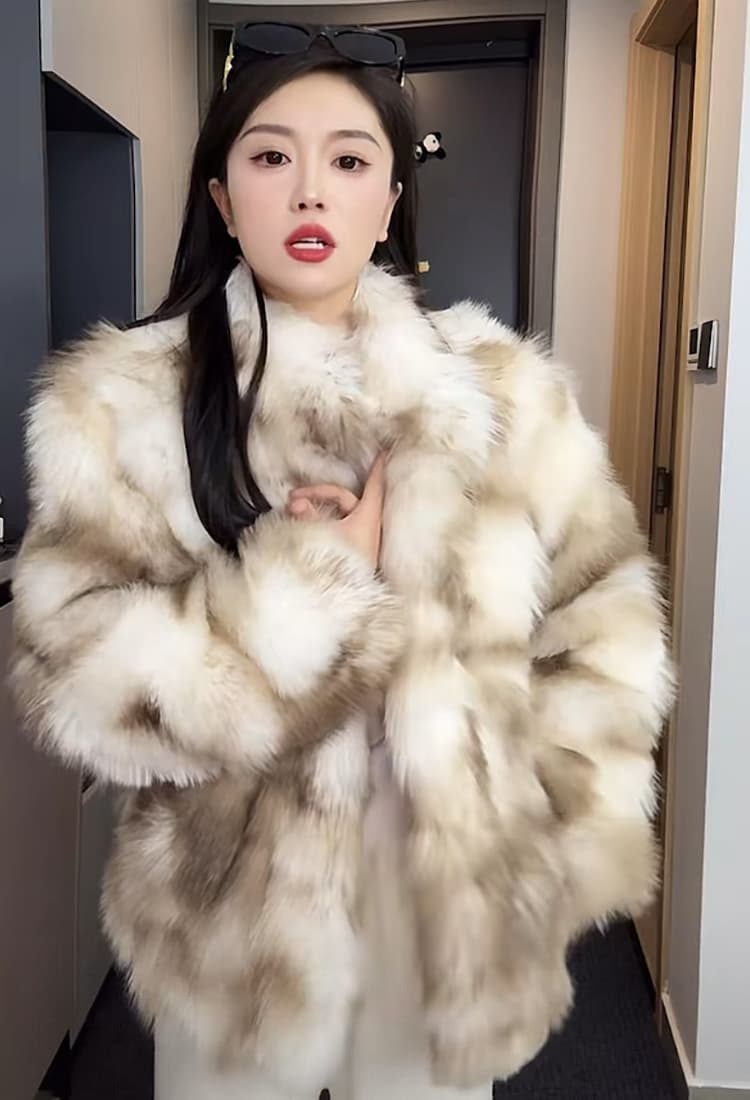 환경 보호 여우털 모피 여성 겨울 새로운 더블 색상 고급 센스 품격 쇼트 스타일 두꺼운 보온 모방 모피 재킷 상세 이미지 15