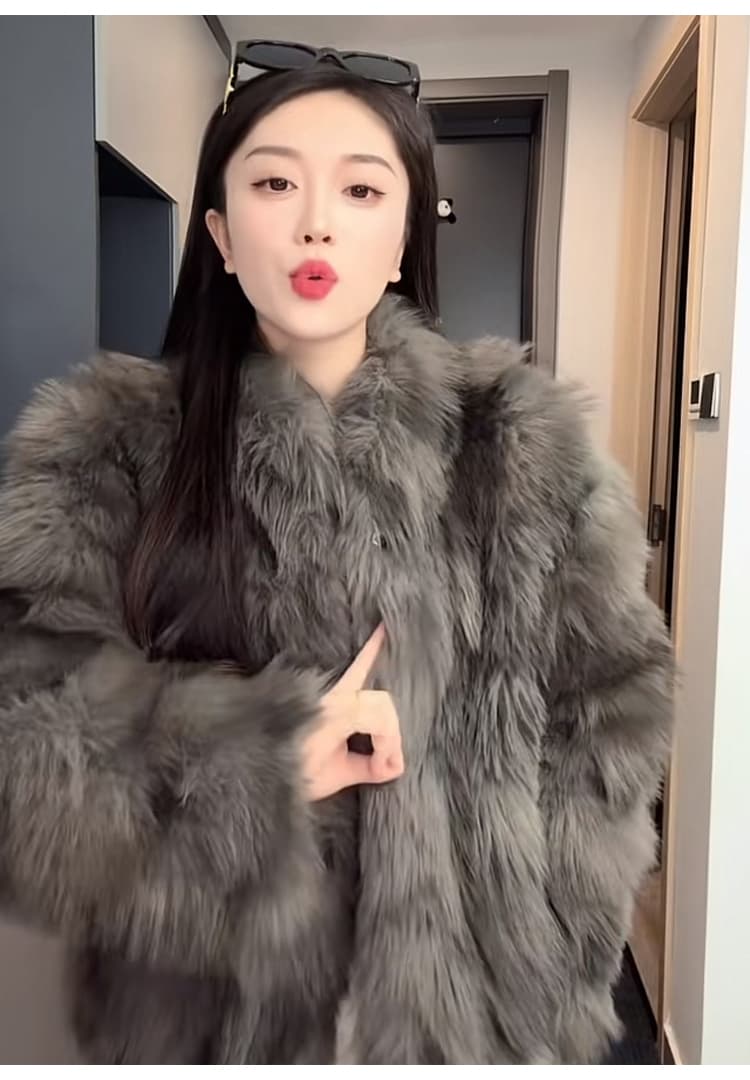 환경 보호 여우털 모피 여성 겨울 새로운 더블 색상 고급 센스 품격 쇼트 스타일 두꺼운 보온 모방 모피 재킷 상세 이미지 34