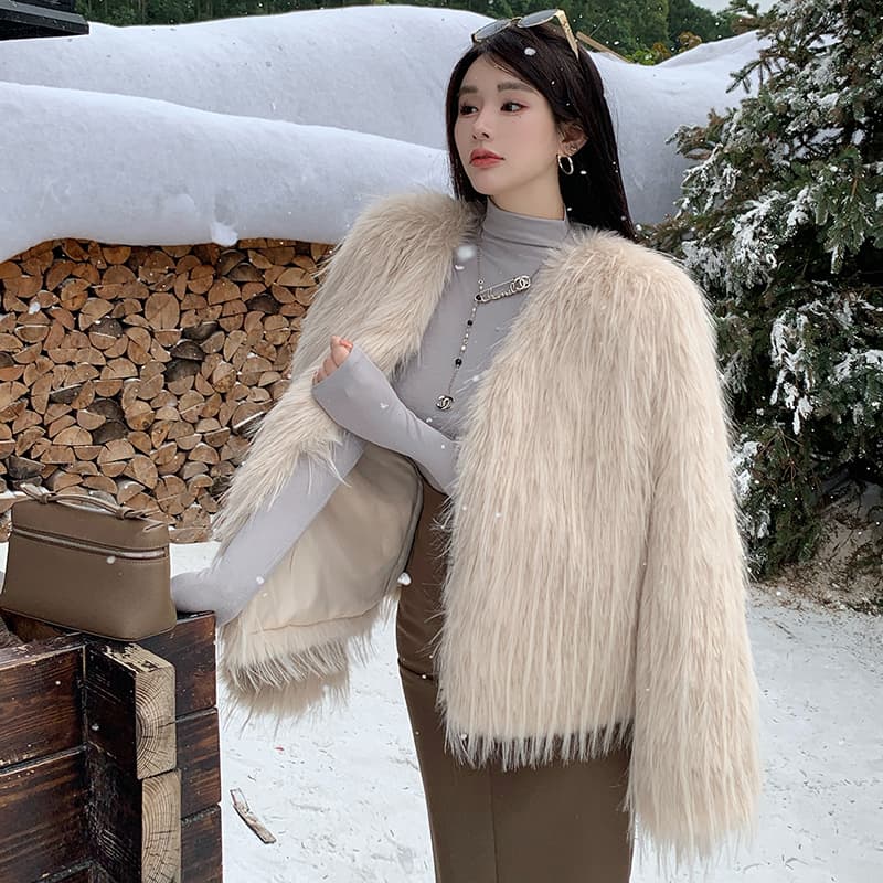 실사 겨울 새로운 모방 여우털 모피 여성 코트 품격 영 섹션 환경 보호 짜임 너구리 모피 모피 이미지 4