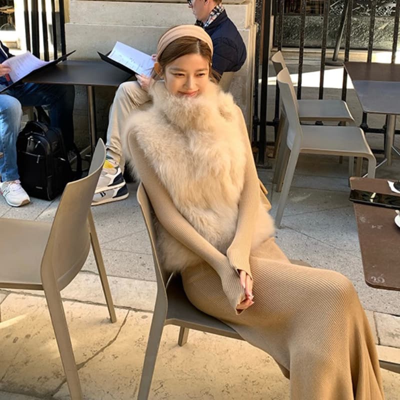 분위기 센스 3 차원 딱딱한 가을 어깨 선택하지 마라. 높이 다용도 베스트 환경 보호 여우털 모조 모피 어깨 여성 코트 이미지 3