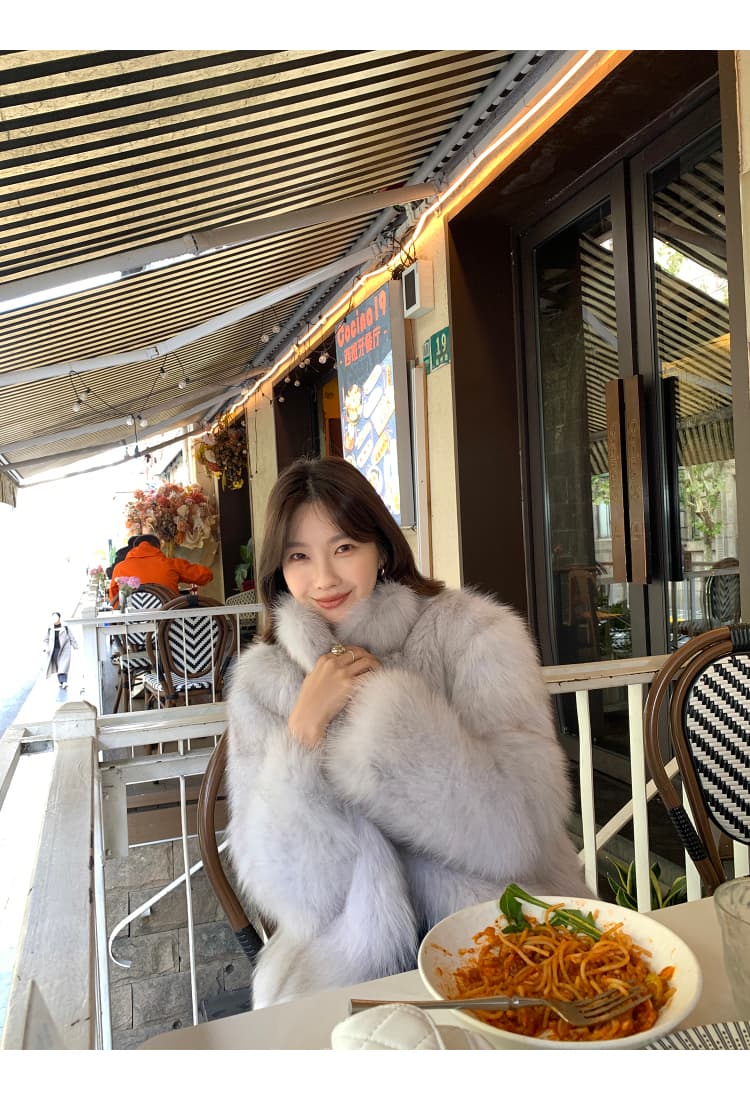 시 드니 일몰 새로운 환경 보호 여우털 모피 여성 겨울 슬림해 보이는 영 쇼트 스타일 두꺼운 모피 재킷 상세 이미지 27