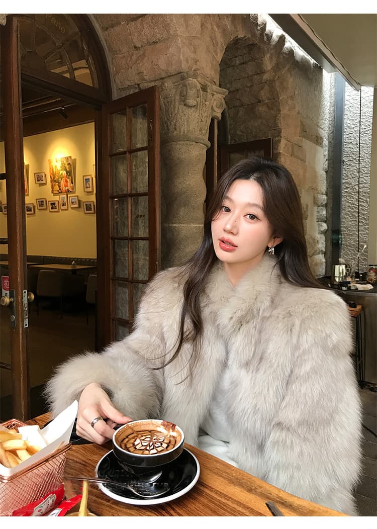 시 드니 일몰 새로운 환경 보호 여우털 모피 여성 겨울 슬림해 보이는 영 쇼트 스타일 두꺼운 모피 재킷 상세 이미지 39