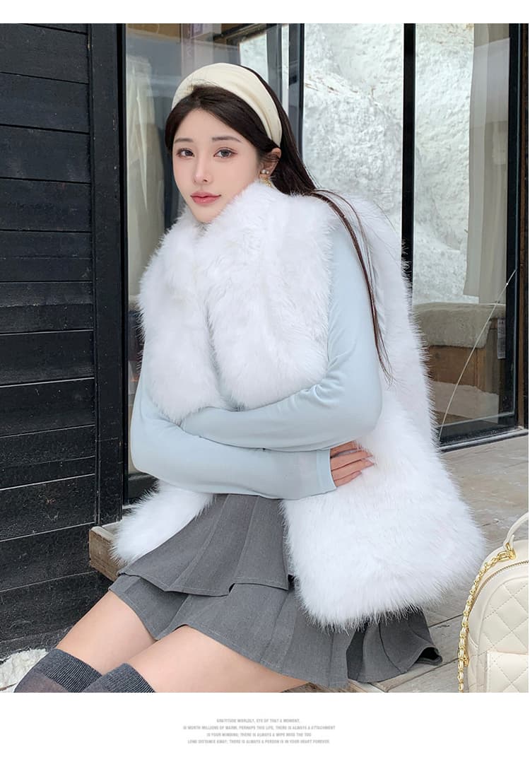 실사 분위기 새로운 3 차원 딱딱한 가을 어깨 다용도 베스트 환경 보호 폭스 모피 모조 가죽 어깨 모피 재킷 상세 이미지 25