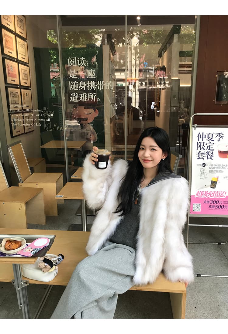 와니 안 중년 가져 오기 모방 너구리 모피 헤일로 염색 공예 여성 짧은 모피 재킷 겨울 환경 보호 모피 상세 이미지 12