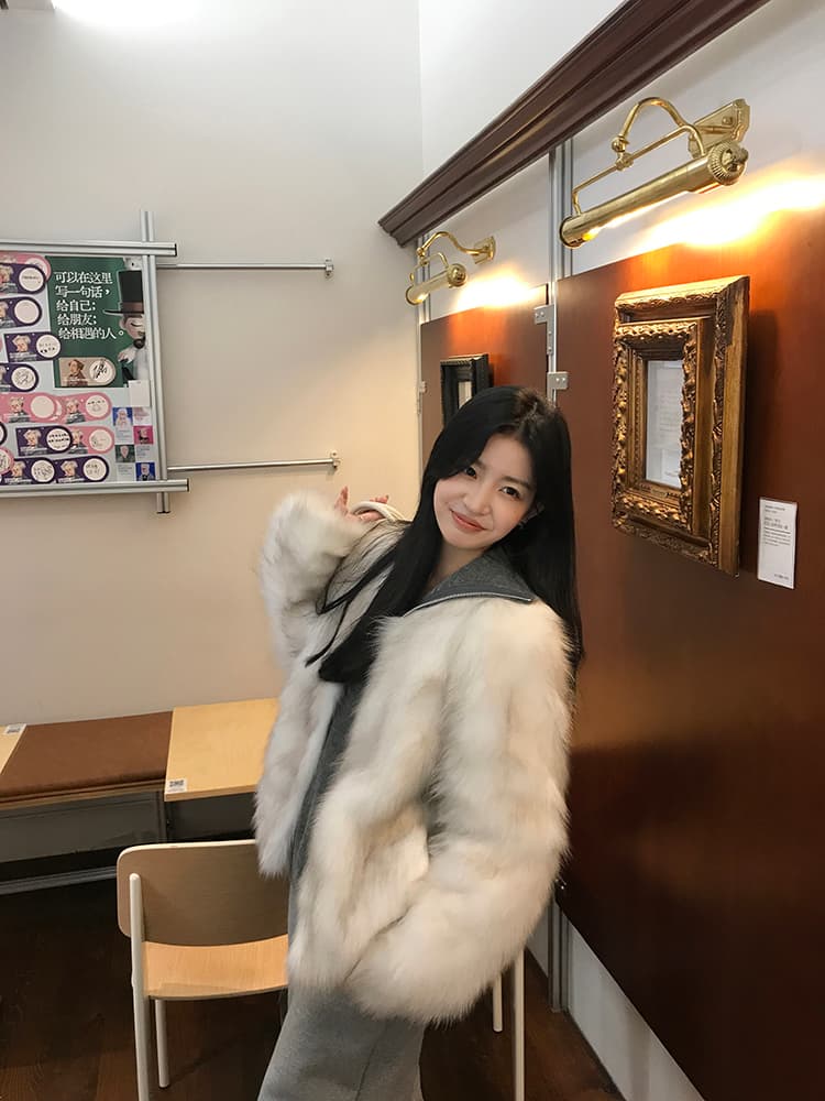 와니 안 중년 가져 오기 모방 너구리 모피 헤일로 염색 공예 여성 짧은 모피 재킷 겨울 환경 보호 모피 상세 이미지 13