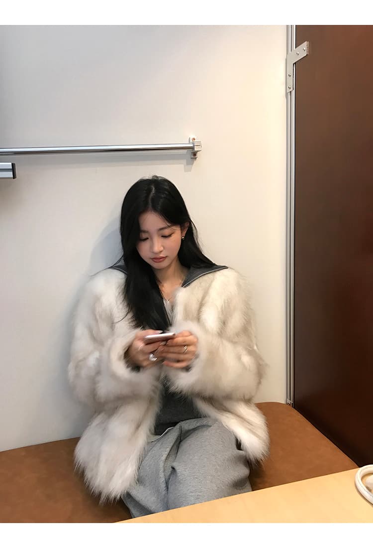 와니 안 중년 가져 오기 모방 너구리 모피 헤일로 염색 공예 여성 짧은 모피 재킷 겨울 환경 보호 모피 상세 이미지 14