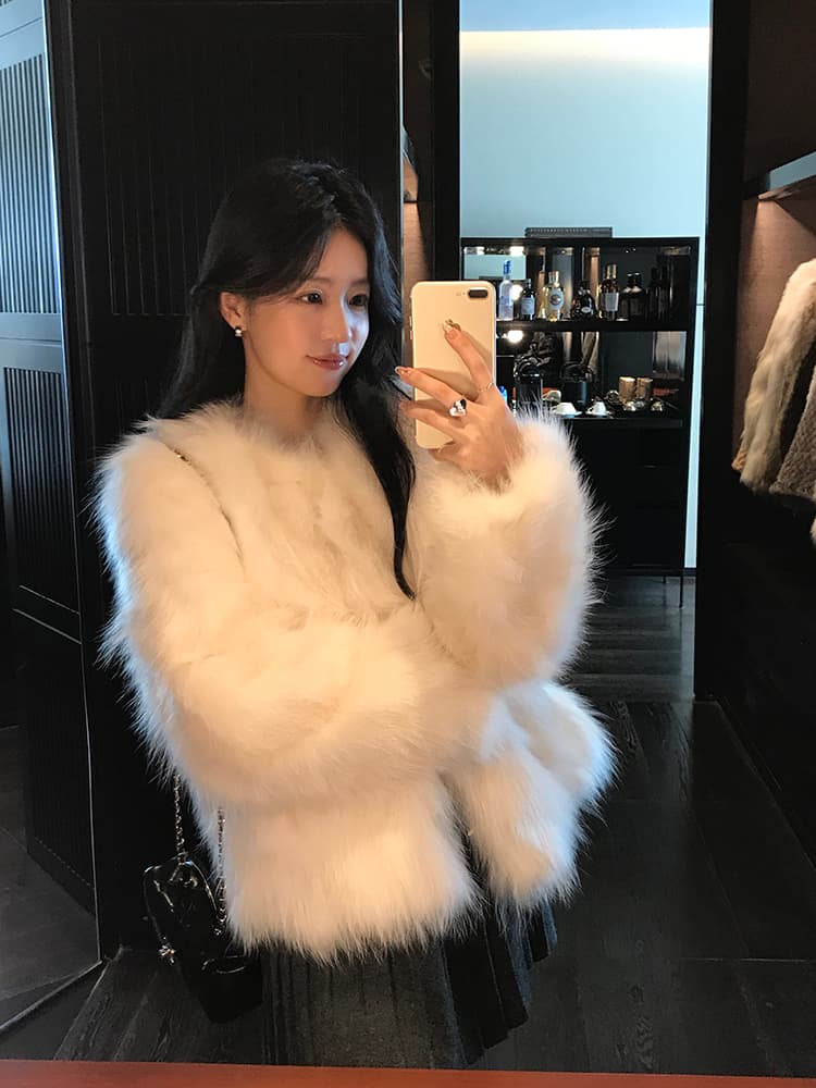 와니 안 중년 가져 오기 모방 너구리 모피 헤일로 염색 공예 여성 짧은 모피 재킷 겨울 환경 보호 모피 상세 이미지 23