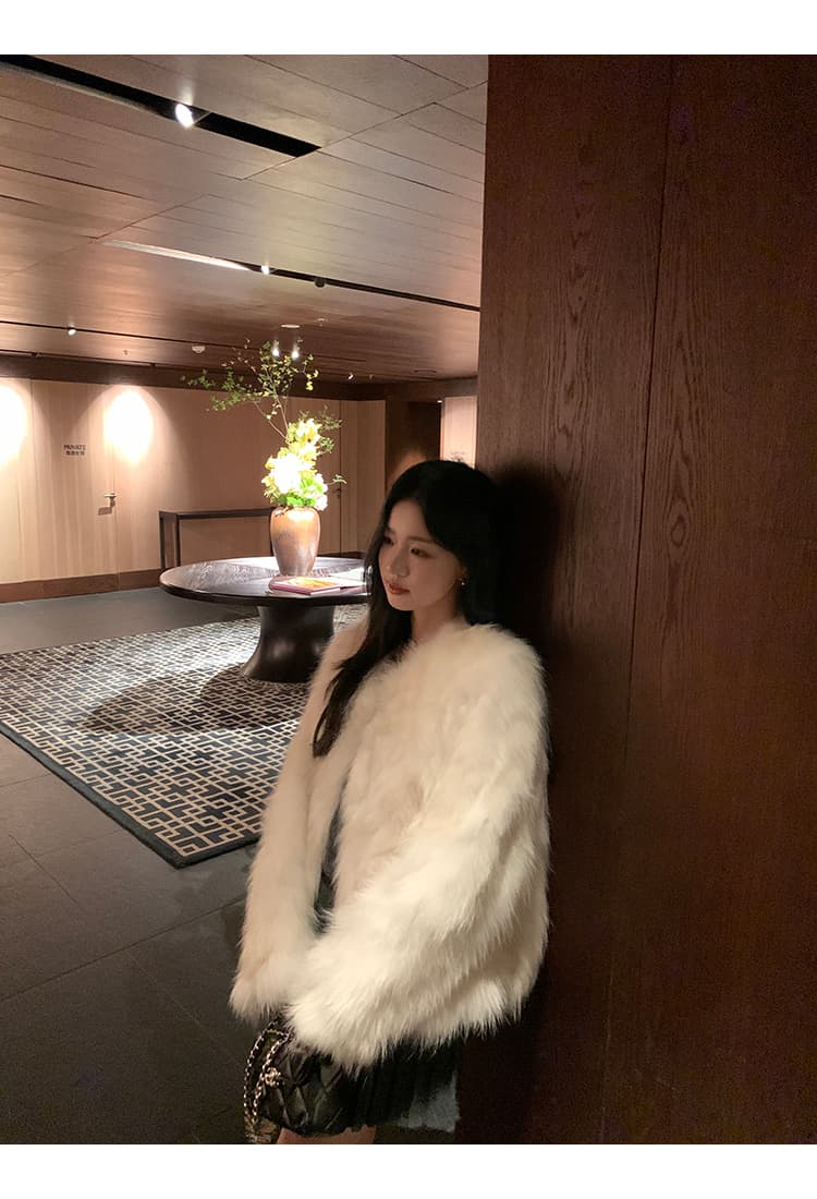 와니 안 중년 가져 오기 모방 너구리 모피 헤일로 염색 공예 여성 짧은 모피 재킷 겨울 환경 보호 모피 상세 이미지 25