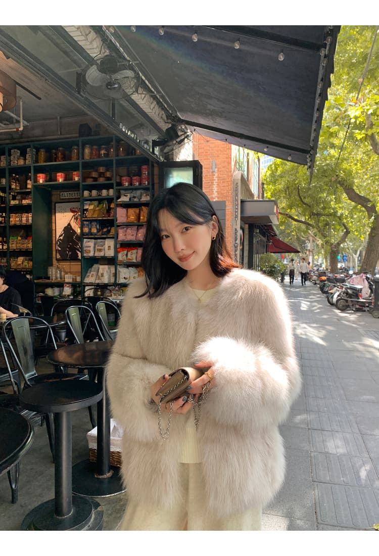 와니 안 중년 가져 오기 모방 너구리 모피 헤일로 염색 공예 여성 짧은 모피 재킷 겨울 환경 보호 모피 상세 이미지 42