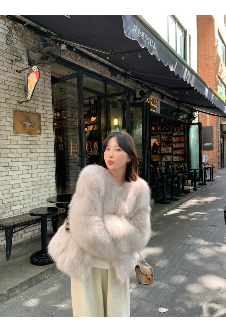와니 안 중년 가져 오기 모방 너구리 모피 헤일로 염색 공예 여성 짧은 모피 재킷 겨울 환경 보호 모피 상세 이미지 43