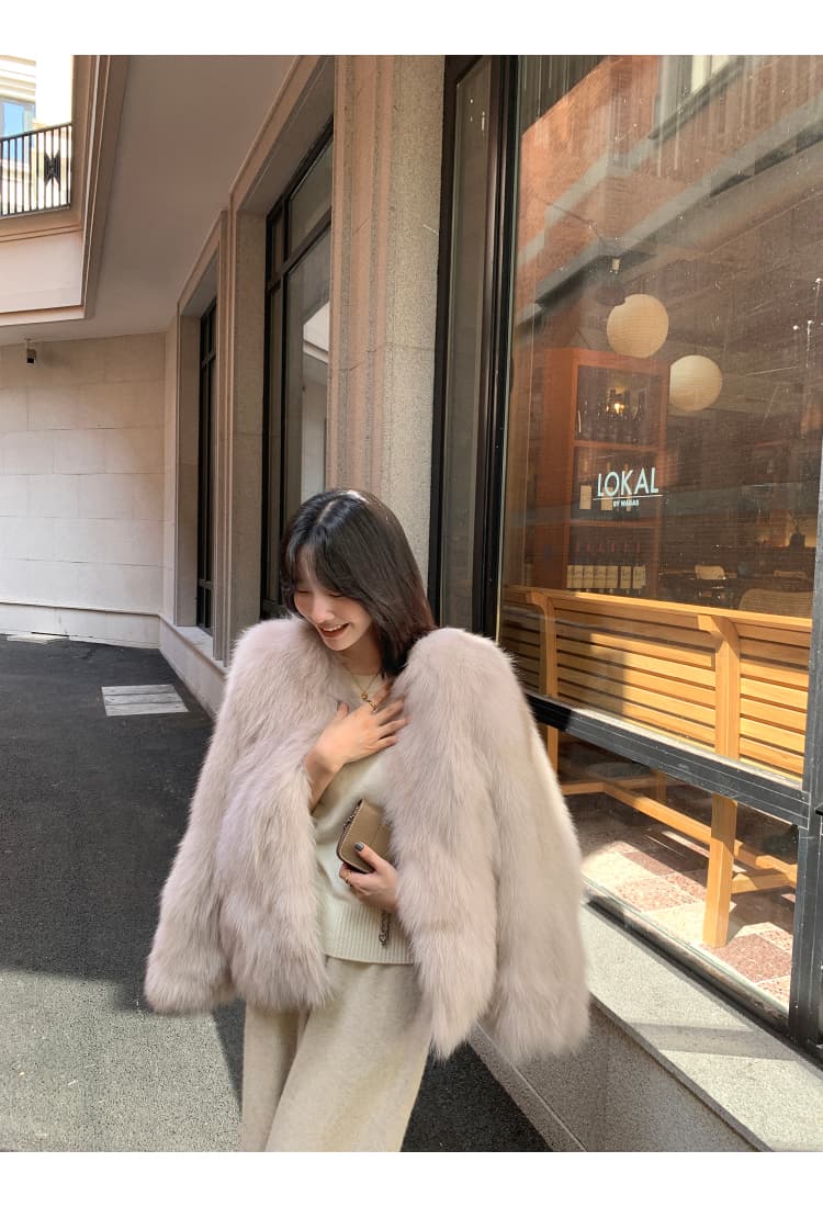 와니 안 중년 가져 오기 모방 너구리 모피 헤일로 염색 공예 여성 짧은 모피 재킷 겨울 환경 보호 모피 상세 이미지 44